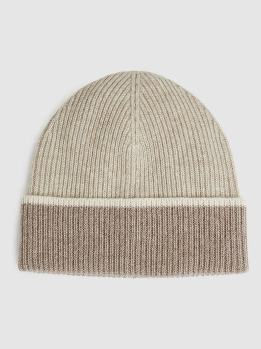Reiss Wool Blend Tipped Beanie in Taupe