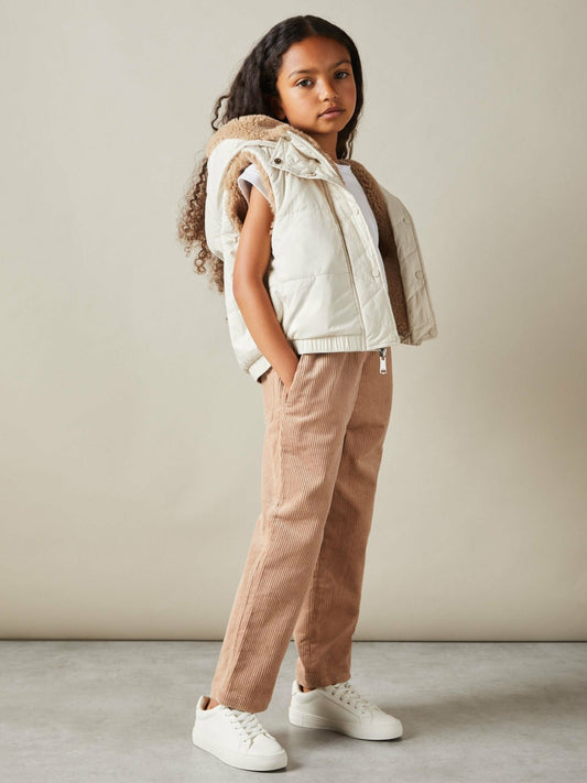 Reiss 4-9 yrs Reversible Quilted Borg Gilet in Brown