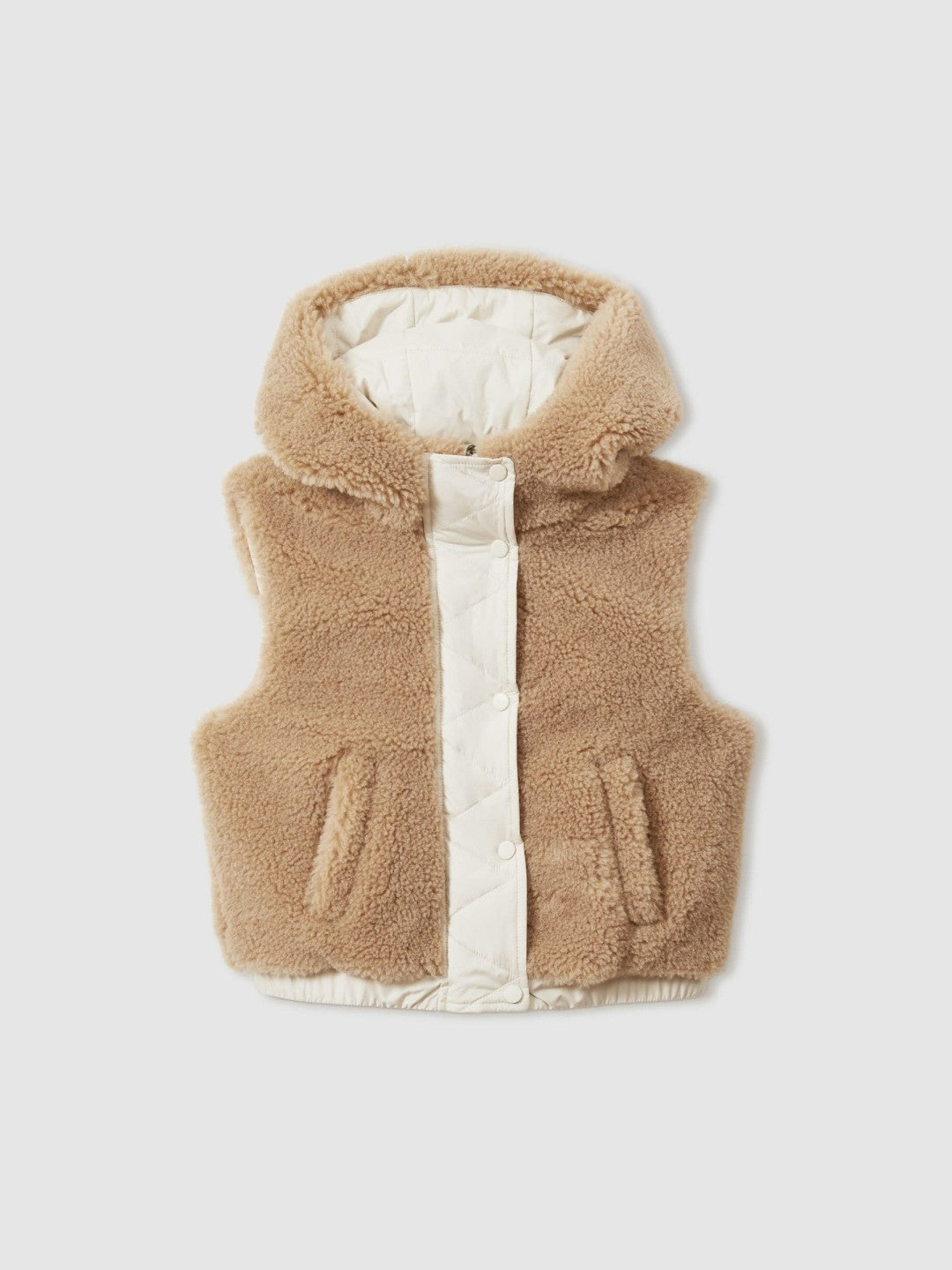 Reiss 4-9 yrs Reversible Quilted Borg Gilet in Brown