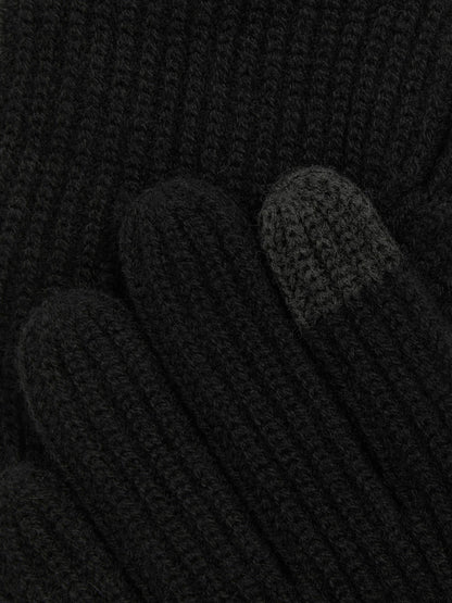 Reiss Ribbed-Merino Touchscreen Gloves in Black