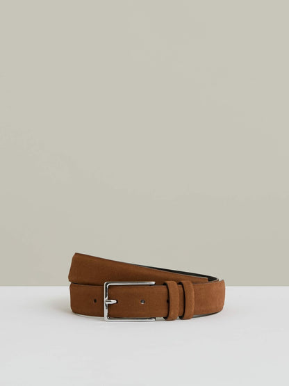 Reiss Suede Belt in Light Tan