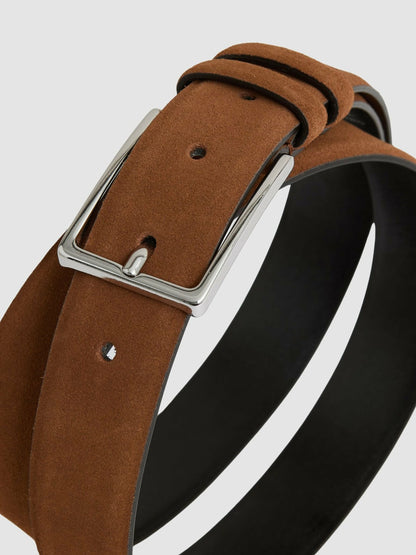 Reiss Suede Belt in Light Tan