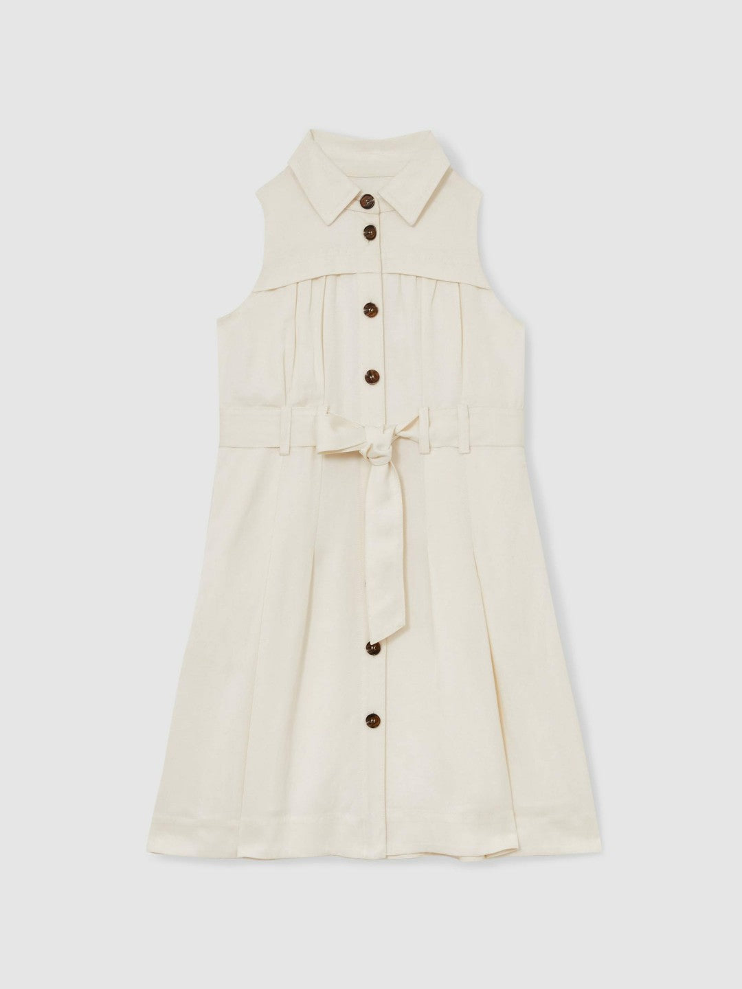 Reiss 13-14 yrs Tie-Waist Collared Dress in Ivory
