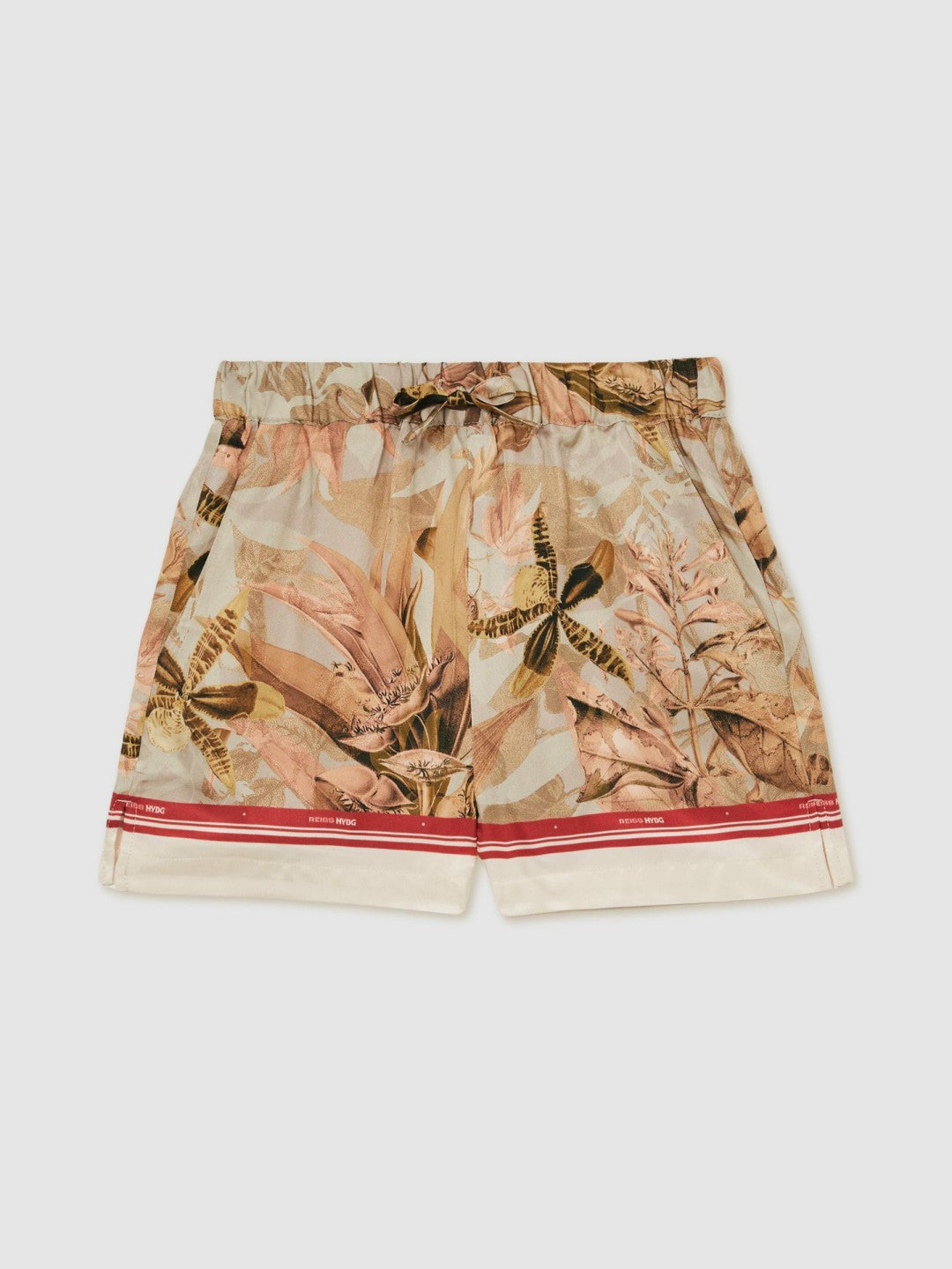 Reiss 13-14 yrs  | NYBG Satin Floral-Print Shorts in Khaki
