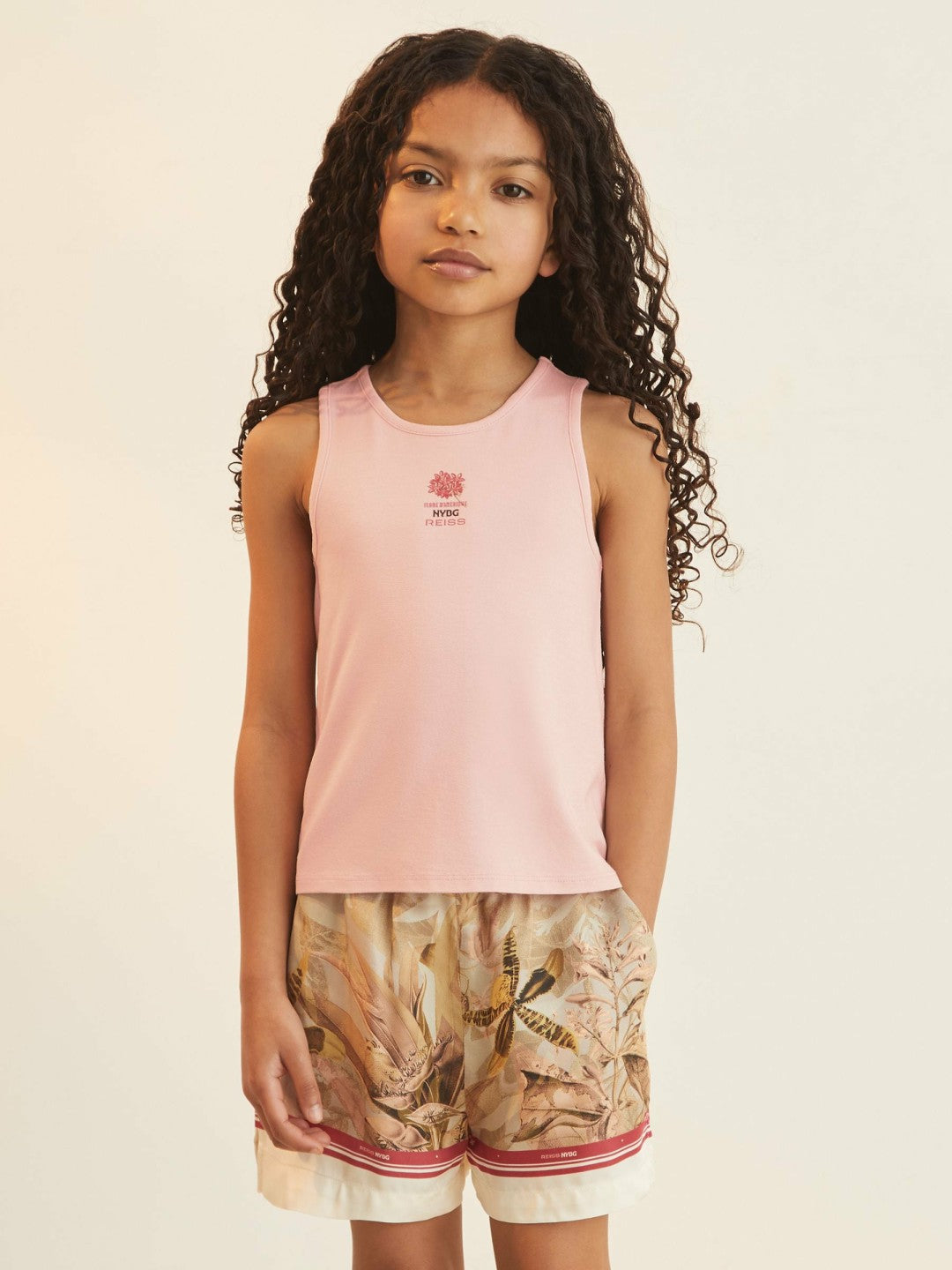 Reiss 13-14 yrs  | NYBG Satin Floral-Print Shorts in Khaki