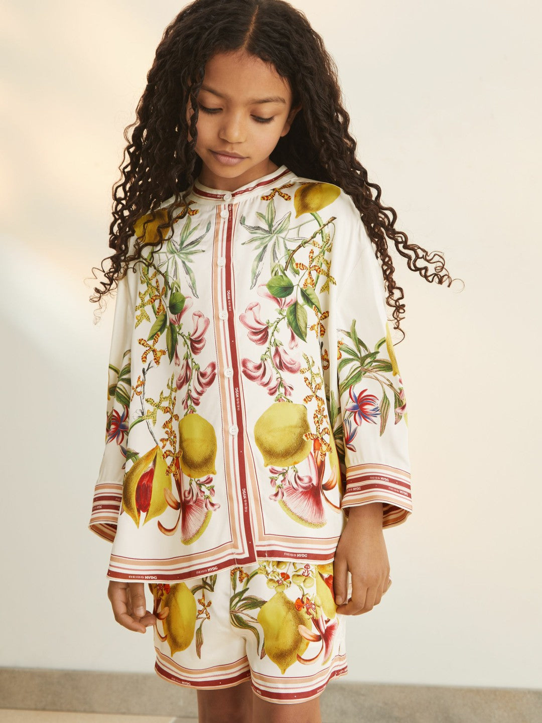 Reiss 13-14 yrs  | NYBG Satin Floral-Print Shirt in Ivory