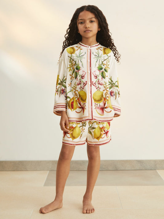 Reiss 9-13 yrs  | NYBG Satin Floral-Print Shirt in Ivory