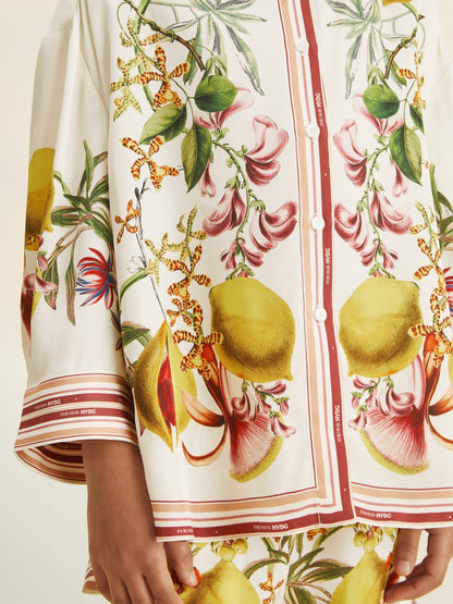Reiss 9-13 yrs  | NYBG Satin Floral-Print Shirt in Ivory