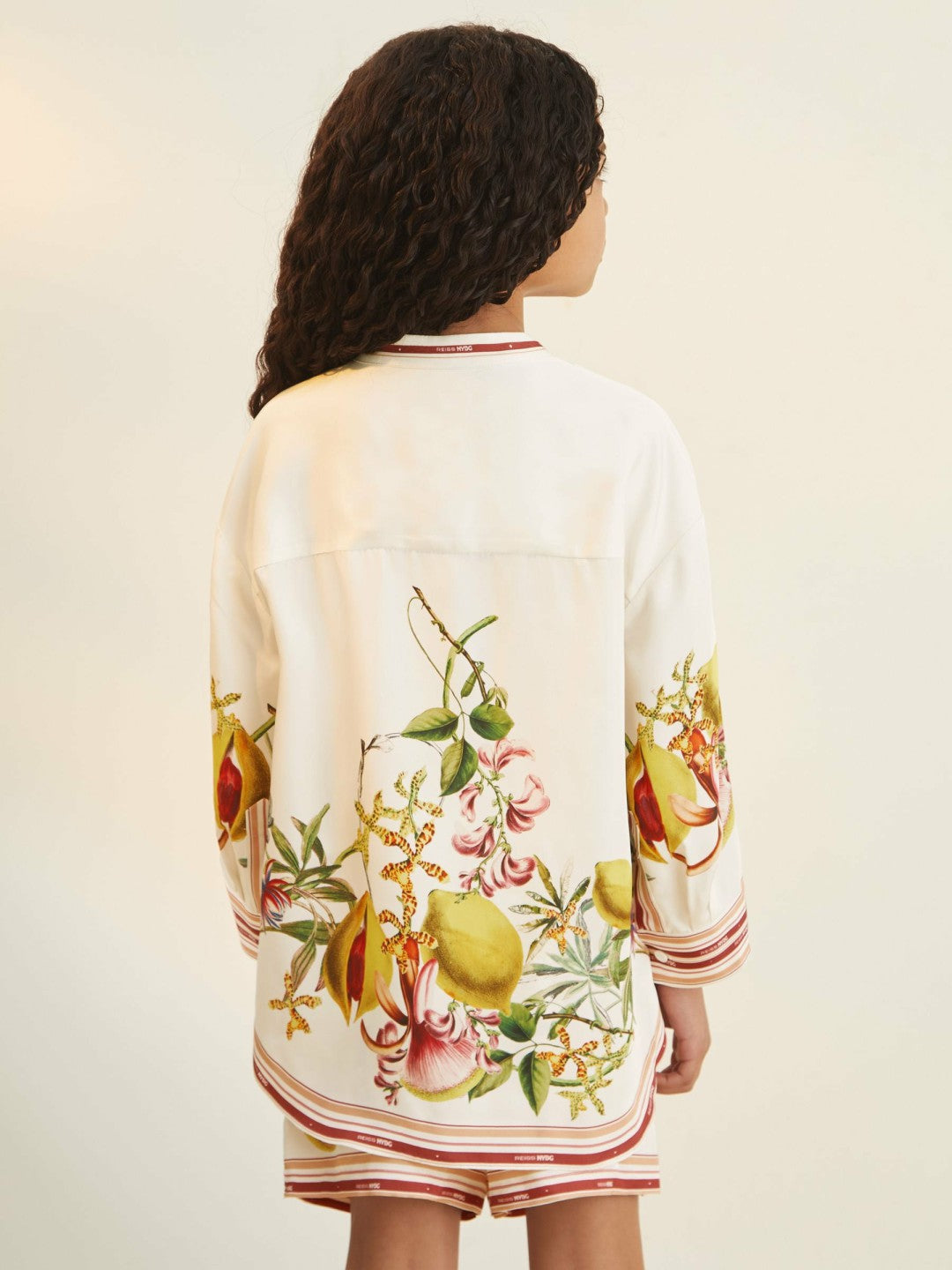 Reiss 9-13 yrs  | NYBG Satin Floral-Print Shirt in Ivory