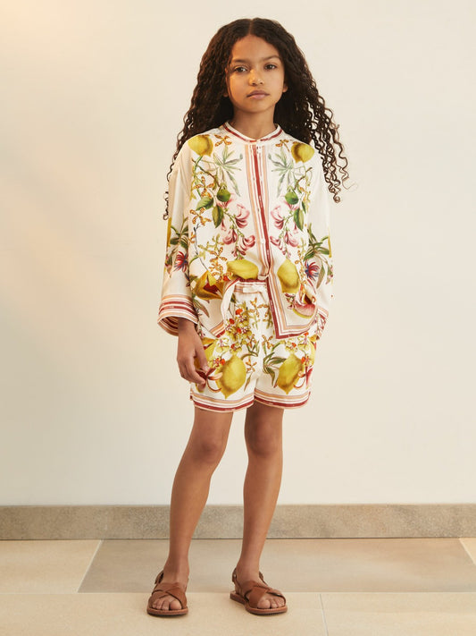 Reiss 4-9 yrs  | NYBG Satin Floral-Print Shorts in Ivory