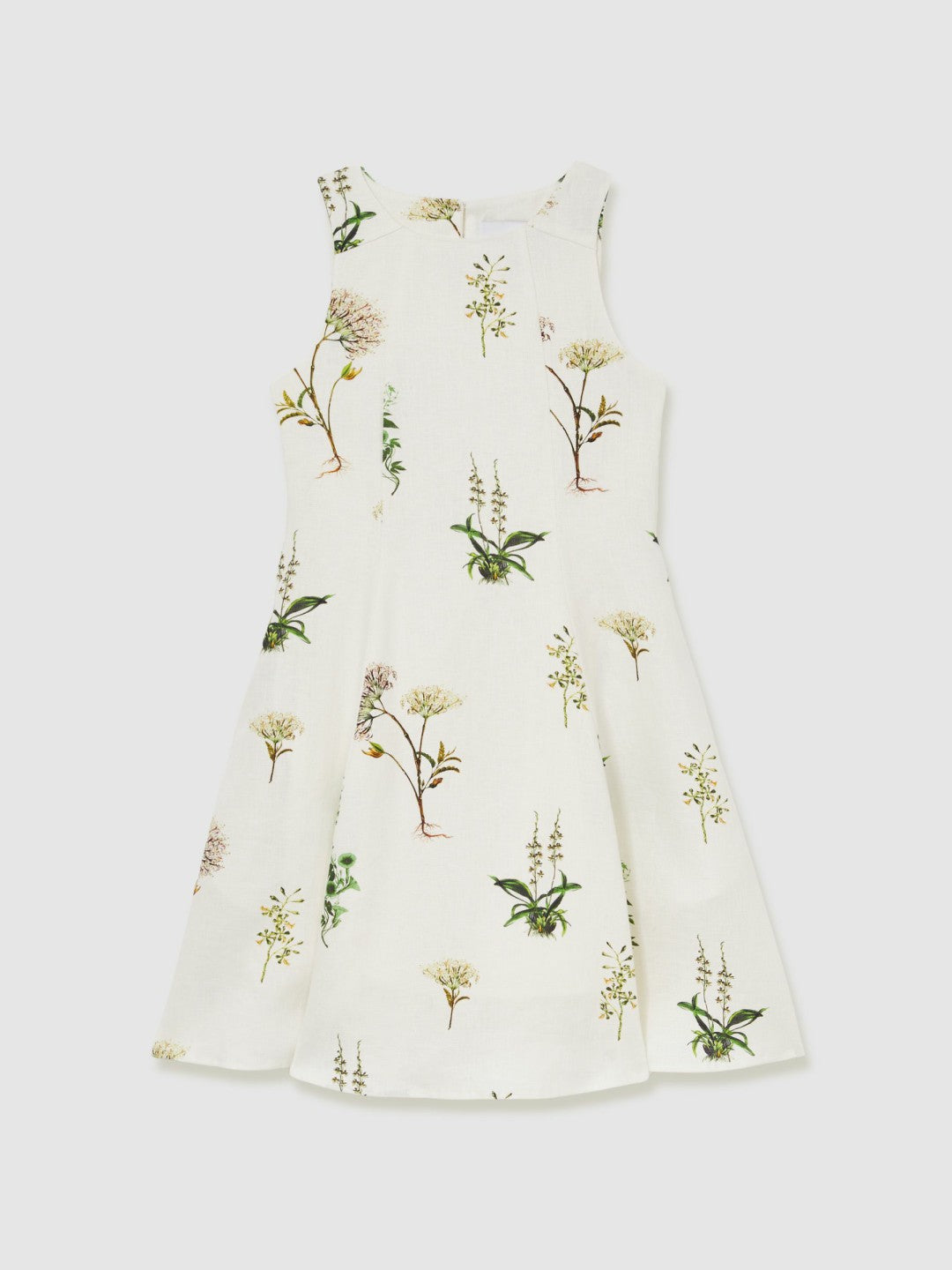 Reiss 4-9 yrs  | NYBG Linen Floral Flared Dress in Ivory