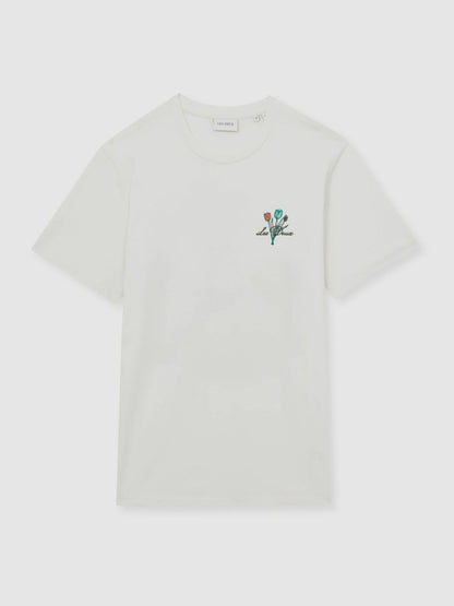 Reiss Les Deux 100% Cotton Café Print T-Shirt in Ivory Print
