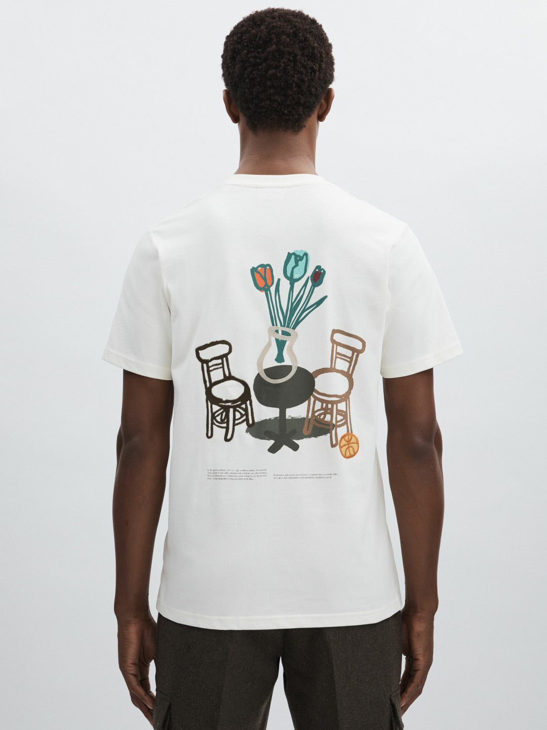 Reiss Les Deux 100% Cotton Café Print T-Shirt in Ivory Print
