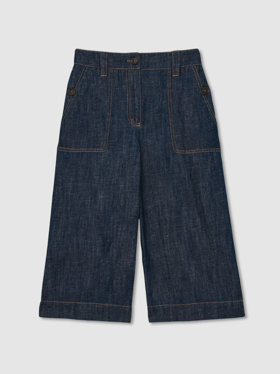 Reiss 9-13 yrs Cotton-Linen Wide Leg Trousers in Indigo