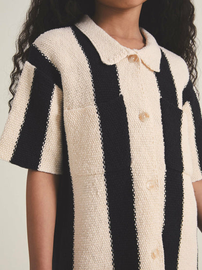 Reiss 9-13 yrs  | Les 100 Ciels Stripe Knit Shirt in Black