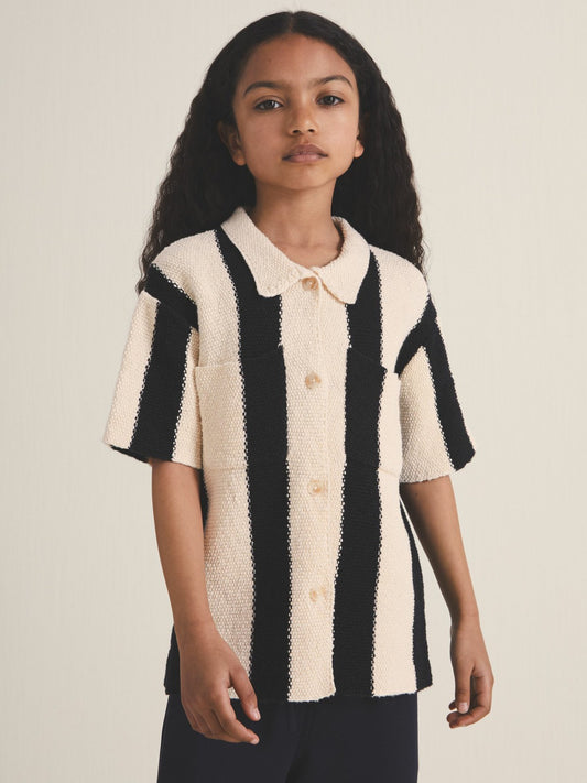 Reiss 4-9 yrs  | Les 100 Ciels Stripe Knit Shirt in Black
