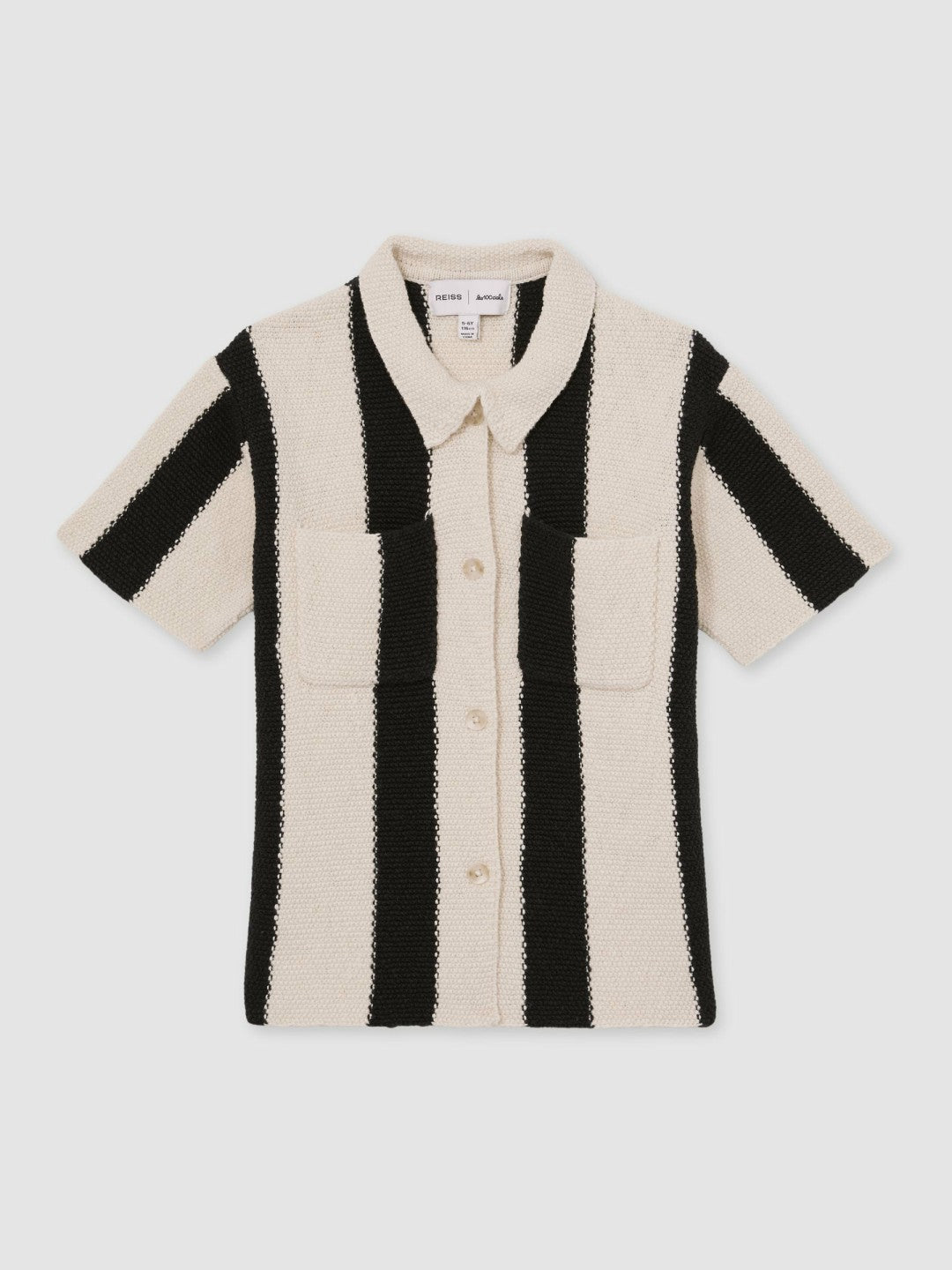 Reiss 4-9 yrs  | Les 100 Ciels Stripe Knit Shirt in Black