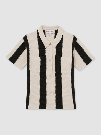 Reiss 4-9 yrs  | Les 100 Ciels Stripe Knit Shirt in Black
