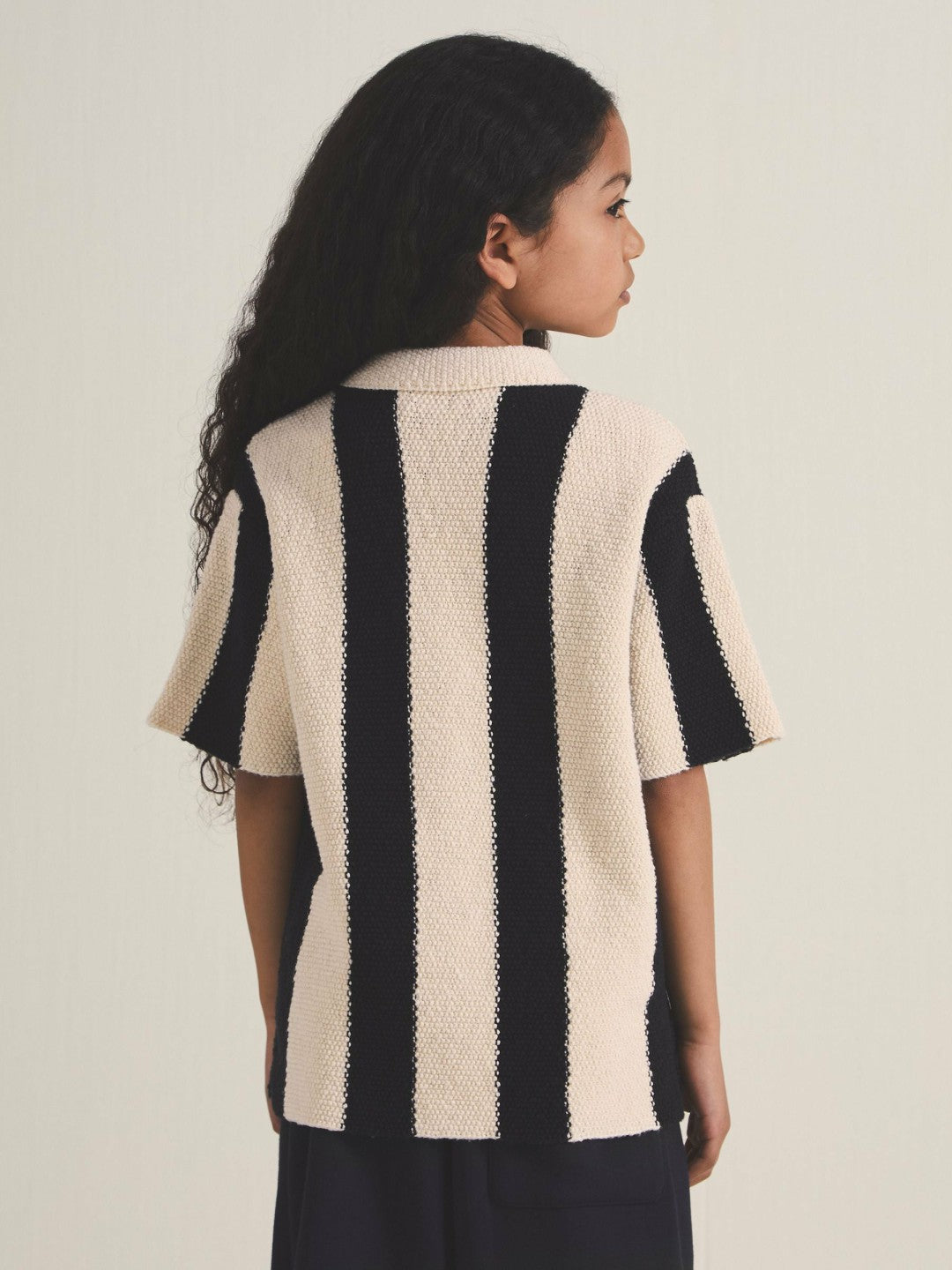 Reiss 4-9 yrs  | Les 100 Ciels Stripe Knit Shirt in Black