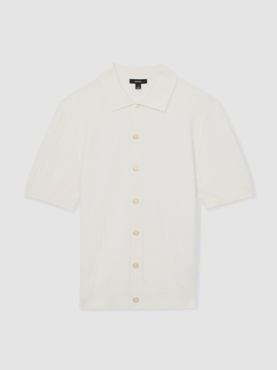 Reiss Textured Knit Button-Through Shirt in White