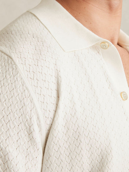 Reiss Textured Knit Button-Through Shirt in White
