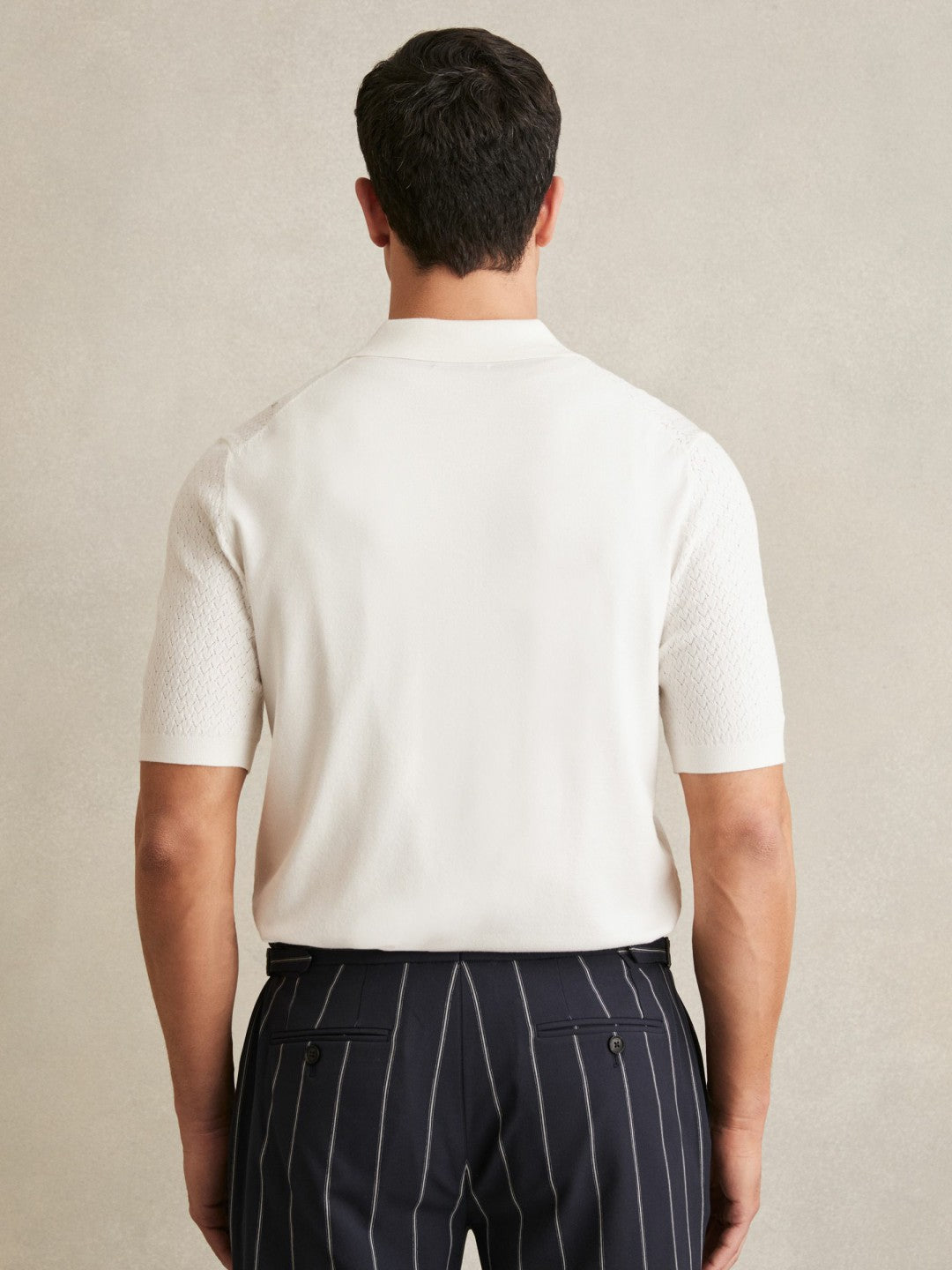 Reiss Textured Knit Button-Through Shirt in White