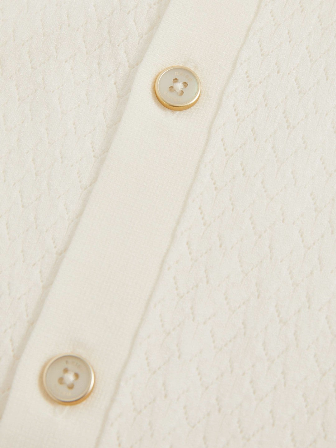 Reiss Textured Knit Button-Through Shirt in White