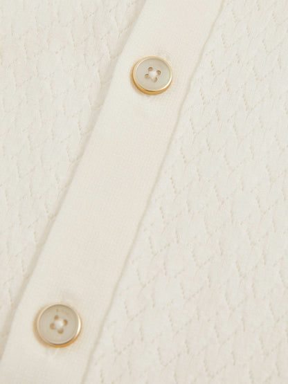 Reiss Textured Knit Button-Through Shirt in White
