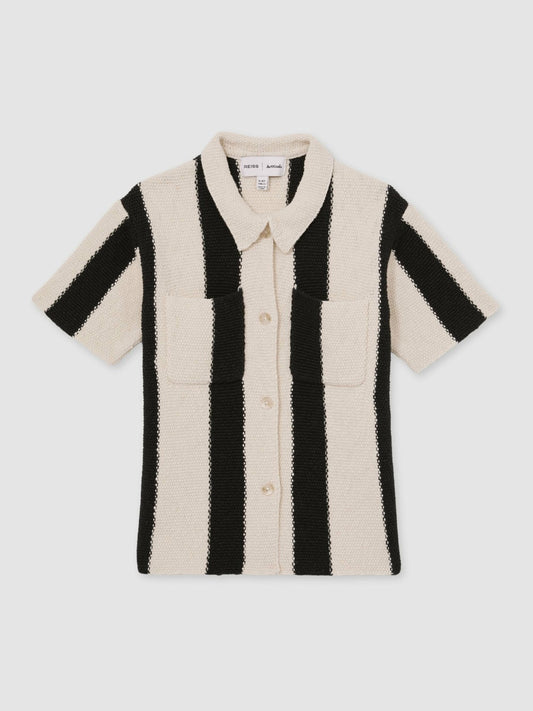 Reiss 13-14 yrs  | Les 100 Ciels Stripe Knit Shirt in Black
