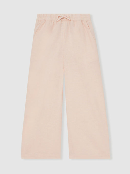Reiss Cotton-Linen Drawstring Trousers in Pink