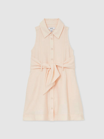 Reiss 9-13 yrs Tie-Waist Collared Dress in Pink