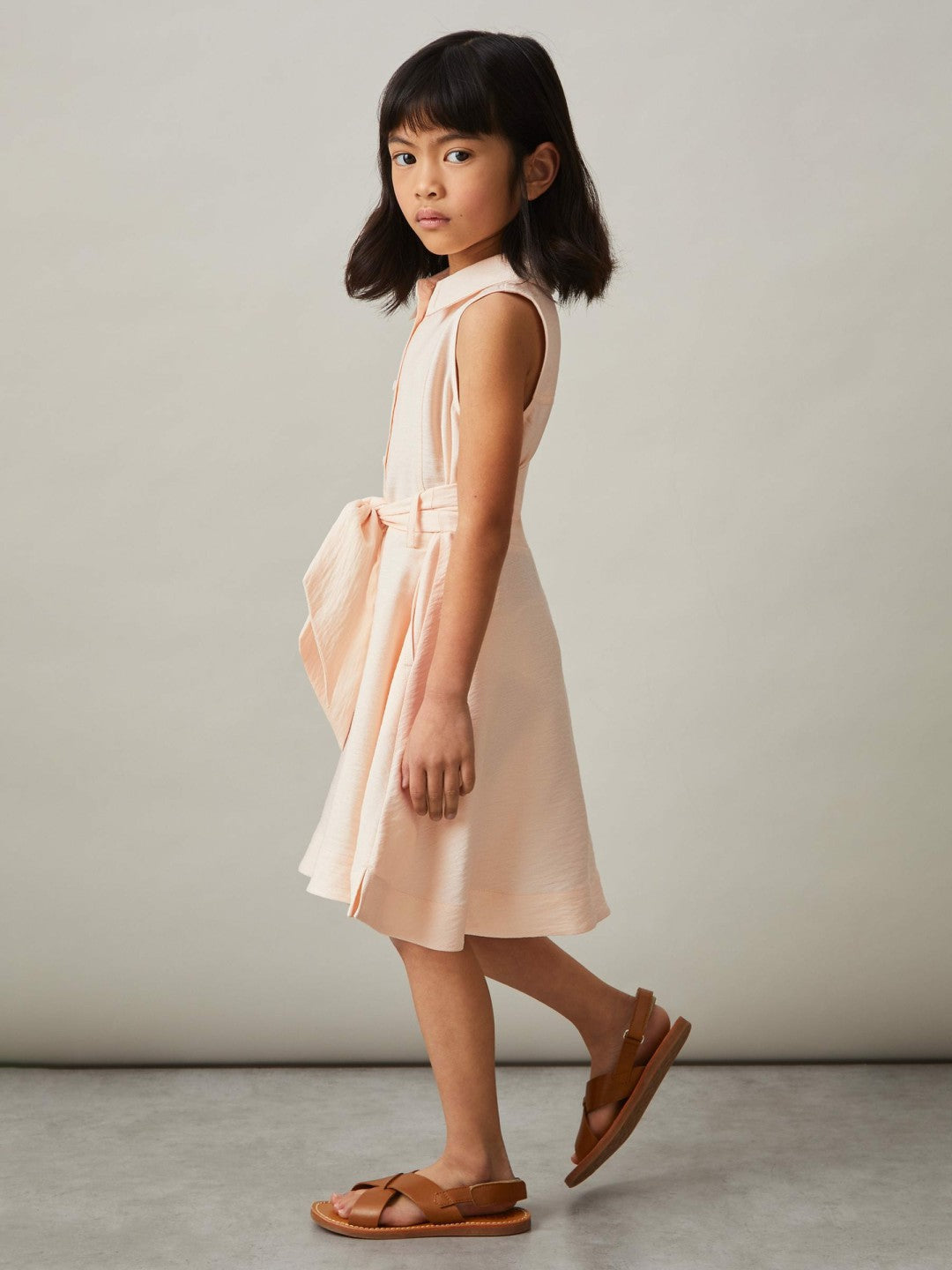 Reiss 9-13 yrs Tie-Waist Collared Dress in Pink