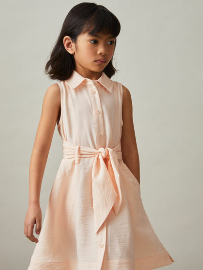 Reiss 4-9 yrs Tie-Waist Collared Dress in Pink