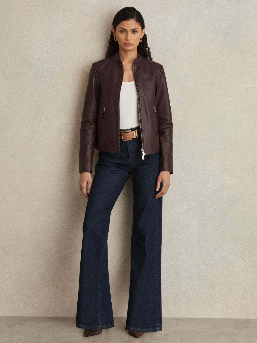 Reiss Paige Petite Wide-Leg Jeans in Dark Edinburgh Blue