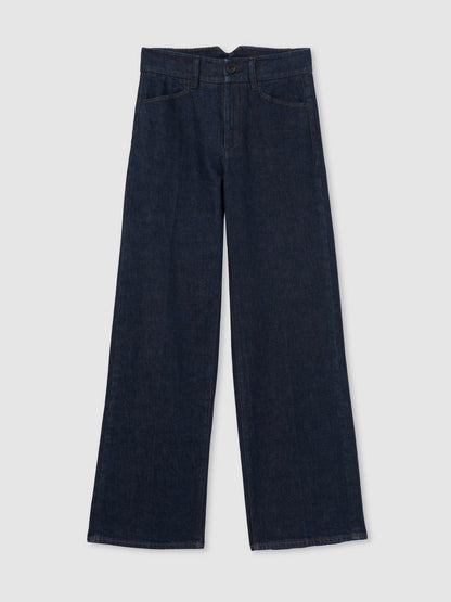 Reiss Paige Petite Wide-Leg Jeans in Dark Edinburgh Blue