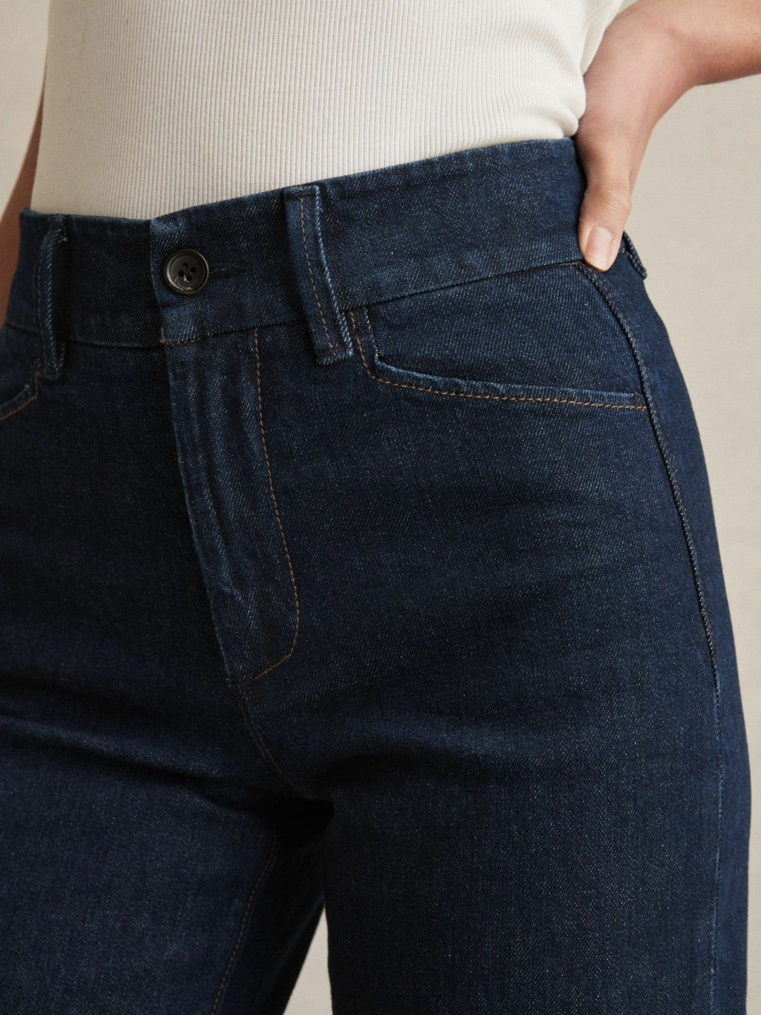 Reiss Paige Petite Wide-Leg Jeans in Dark Edinburgh Blue