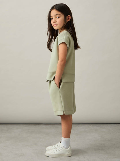 Reiss 9-13 yrs Modal-Blend Sweatshirt And Shorts Set in Sage
