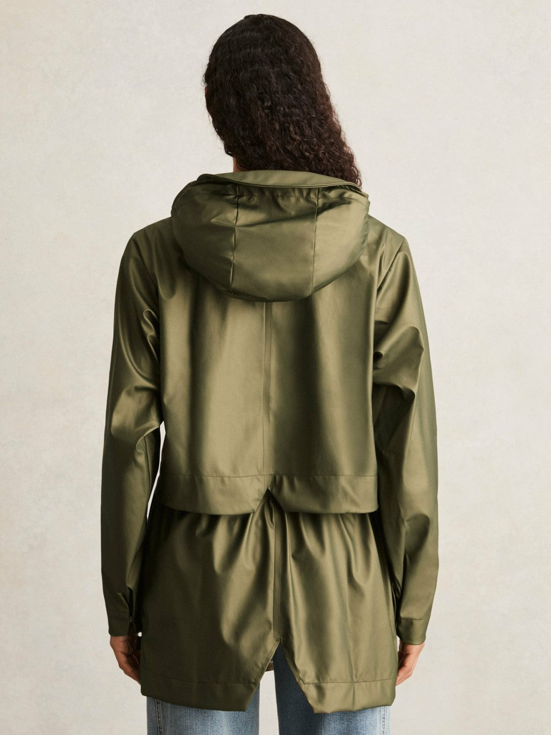 Reiss Rains Long Hooded Jacket in Revel Brass Green