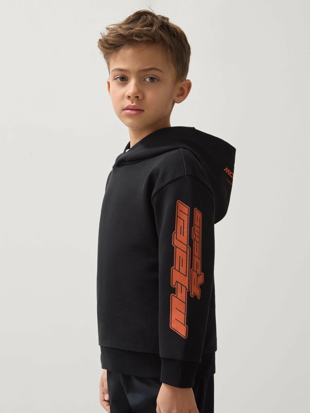 Reiss 9-13 yrs McLaren F1 Team Cotton Logo Hoodie Unisex Fit in Black