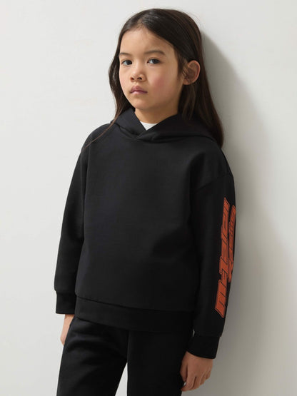 Reiss 9-13 yrs McLaren F1 Team Cotton Logo Hoodie Unisex Fit in Black
