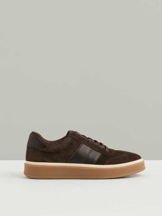 Reiss Suede Low-Top Trainers in Chocolate