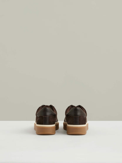 Reiss Suede Low-Top Trainers in Chocolate