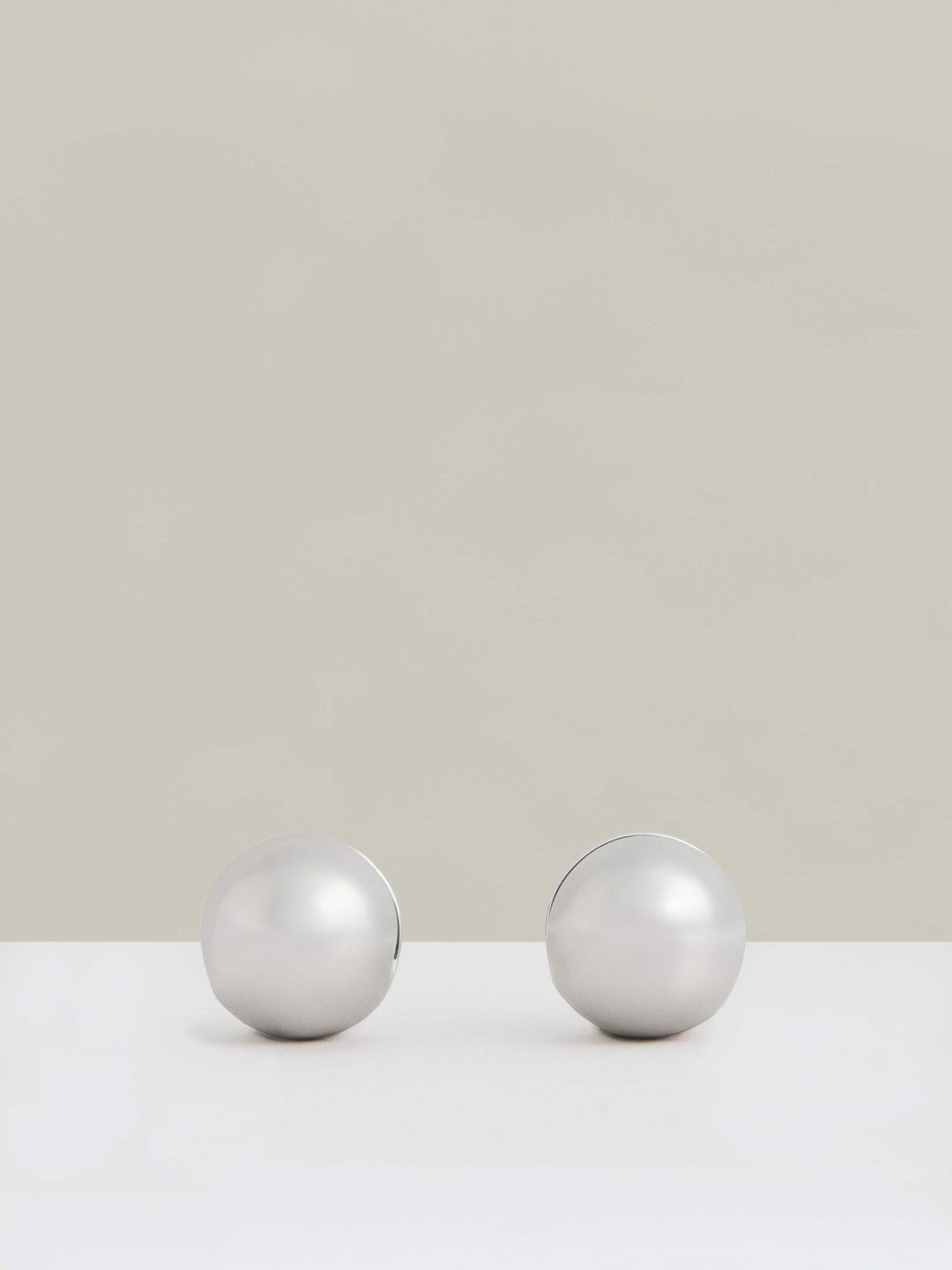 Reiss Polished Ball Huggie Earrings in Silver Tone
