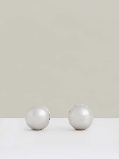 Reiss Polished Ball Huggie Earrings in Silver Tone