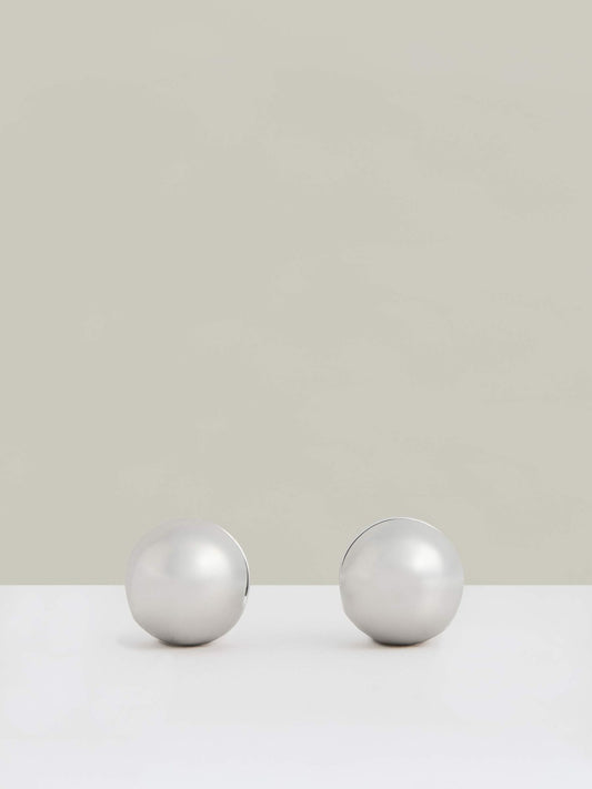 Reiss Polished Ball Huggie Earrings in Silver Tone