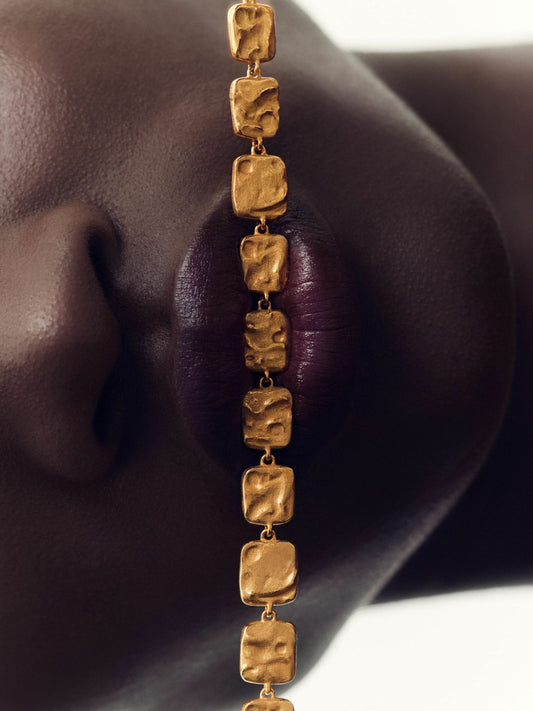Reiss Molten Square Necklace in Gold Tone