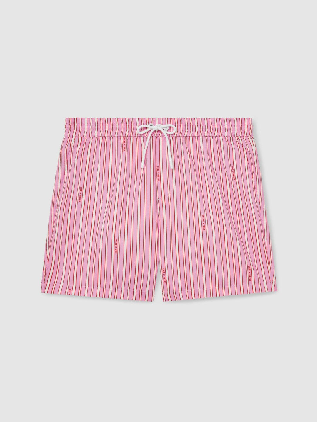 Reiss | Ché Stripe Swim Shorts in Pink/White