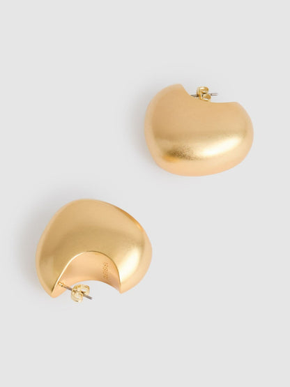 Reiss Curve Scoop Earrings in Gold Tone