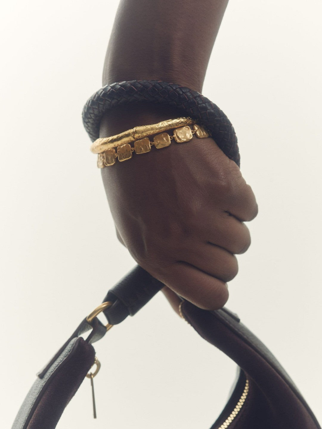 Reiss Molten Square Bracelet in Gold Tone