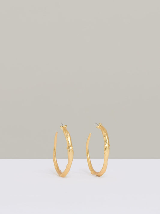 Reiss Molten Hoop Earrings in Gold Tone